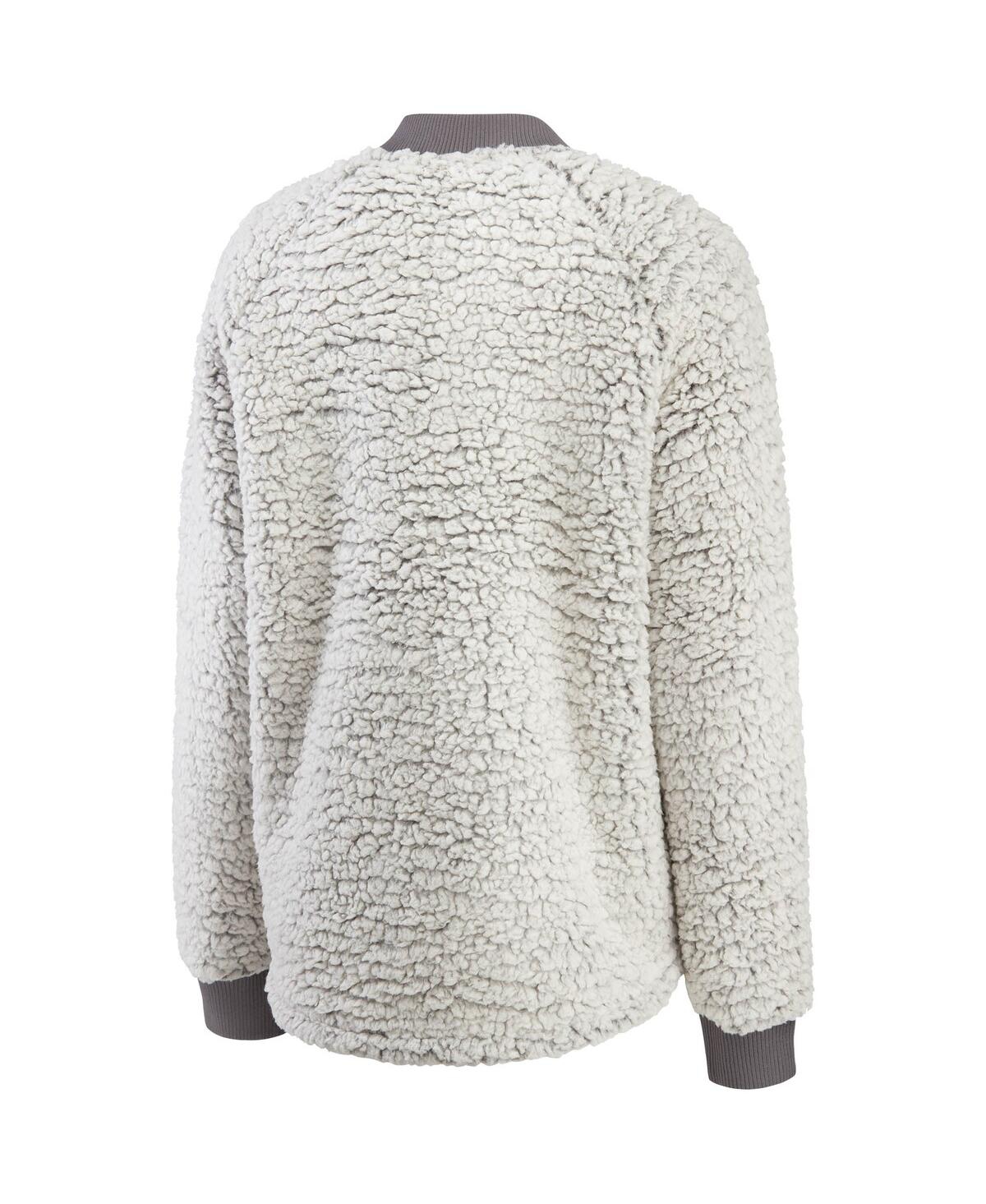 Wear By Erin Andrews Charcoal Washington Commanders Sherpa Raglan Full-snap Jacket In Charcoal