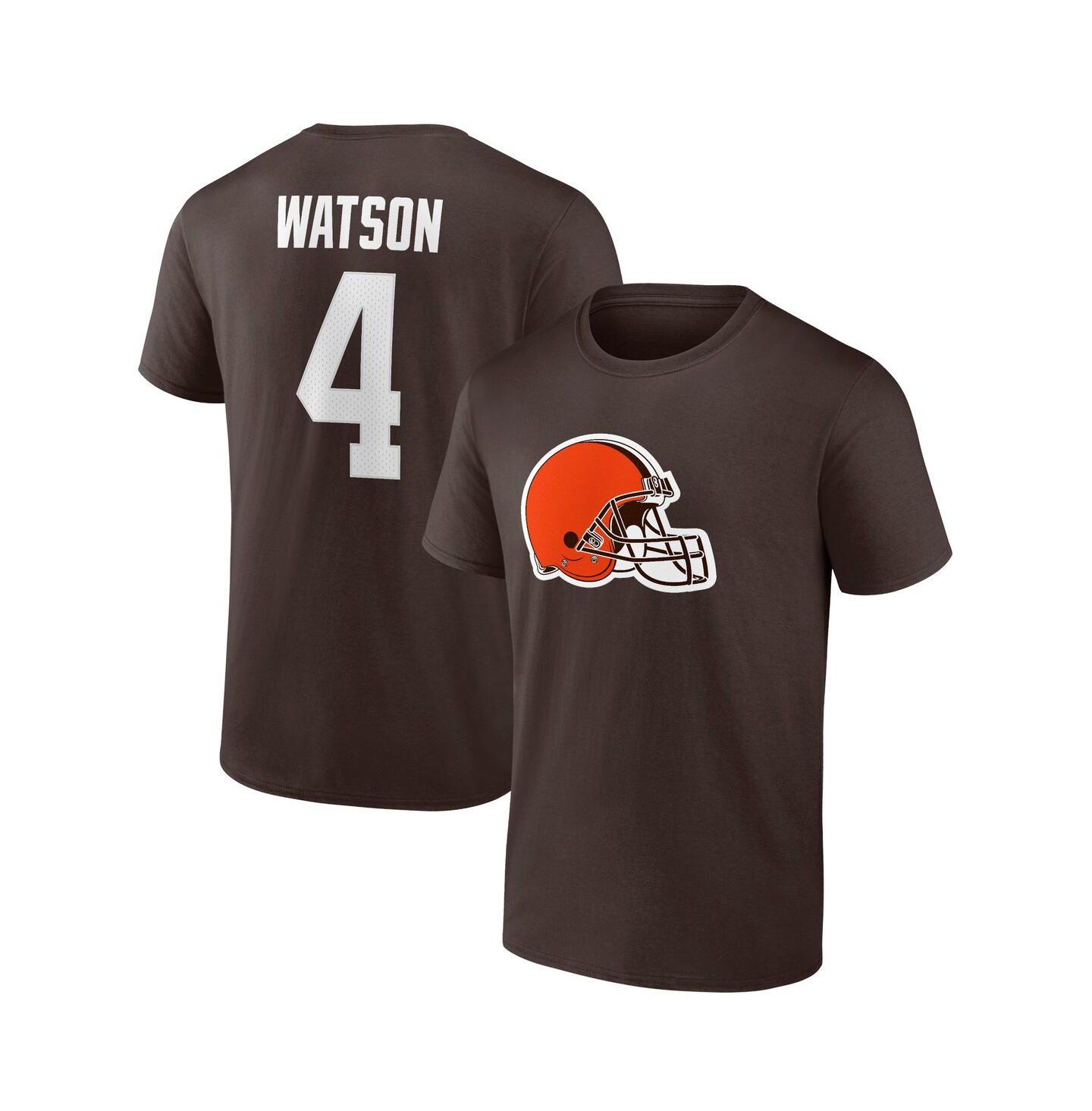 Мужская футболка Fanatics Deshaun Watson Brown Cleveland Browns Player Icon Name and Number — фото 1