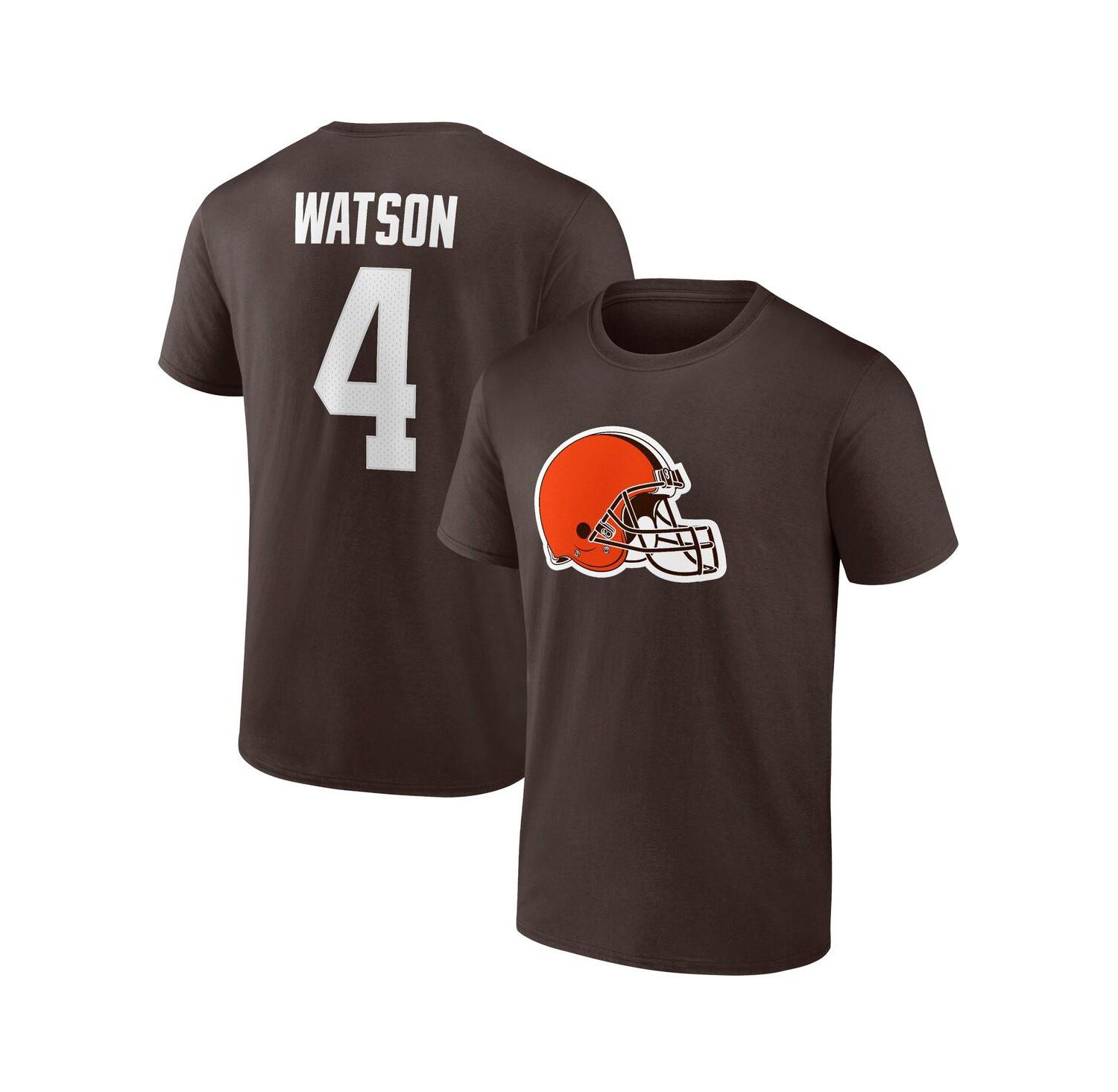 Men's Deshaun Watson Brown Cleveland Browns Player Icon Name and Number T-shirt