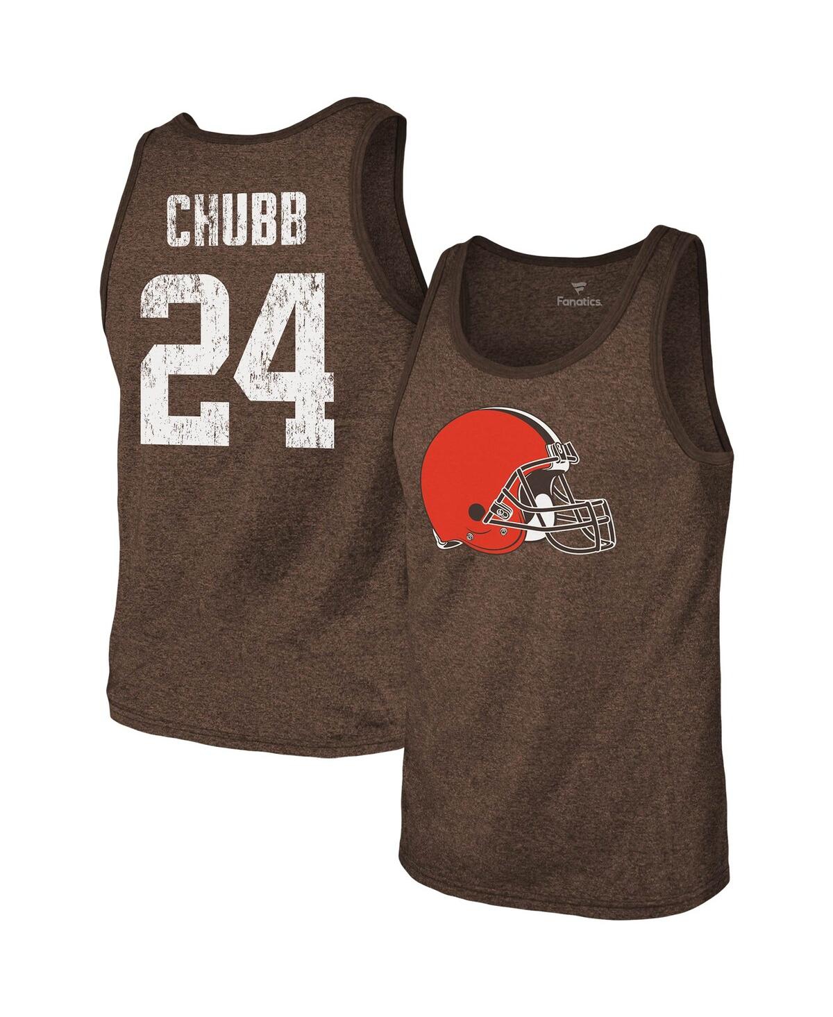 Shop Majestic Men's  Threads Nick Chubb Heathered Brown Cleveland Browns Name And Number Tri-blend Tank To