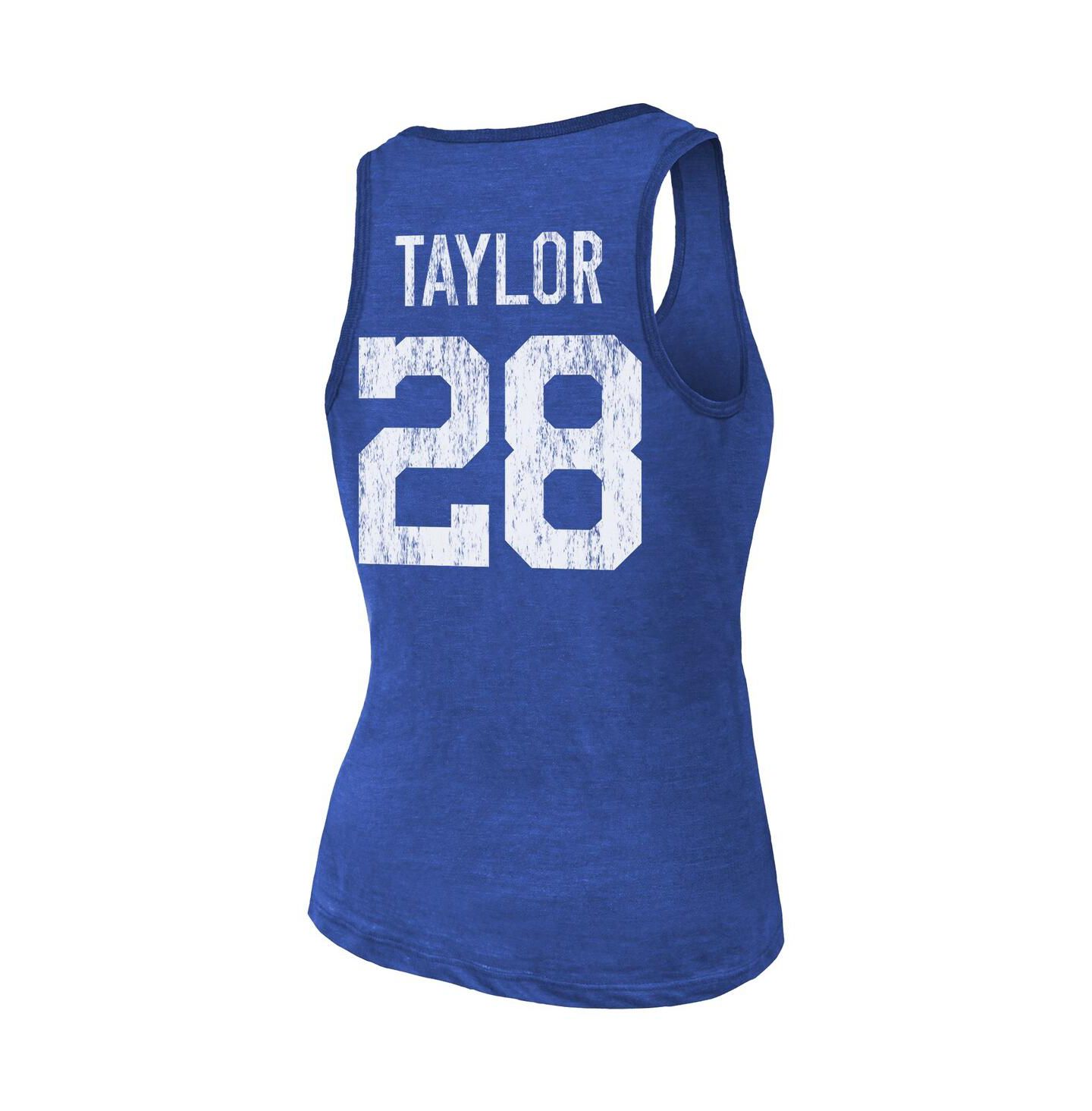 Женский топ Majestic Threads Jonathan Taylor Royal Indianapolis Colts Player Name and Number Tri-Blend — фото 4