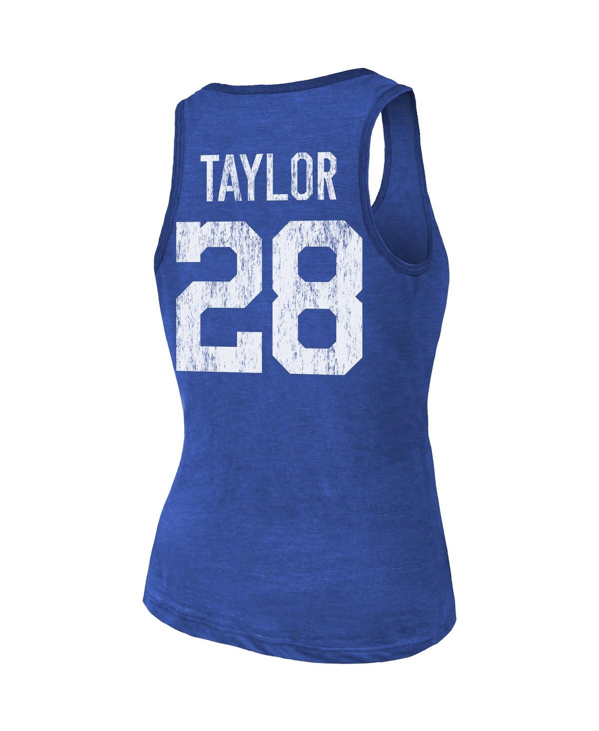 MAJESTIC WOMEN'S MAJESTIC THREADS JONATHAN TAYLOR ROYAL INDIANAPOLIS COLTS PLAYER NAME AND NUMBER TRI-BLEND T 