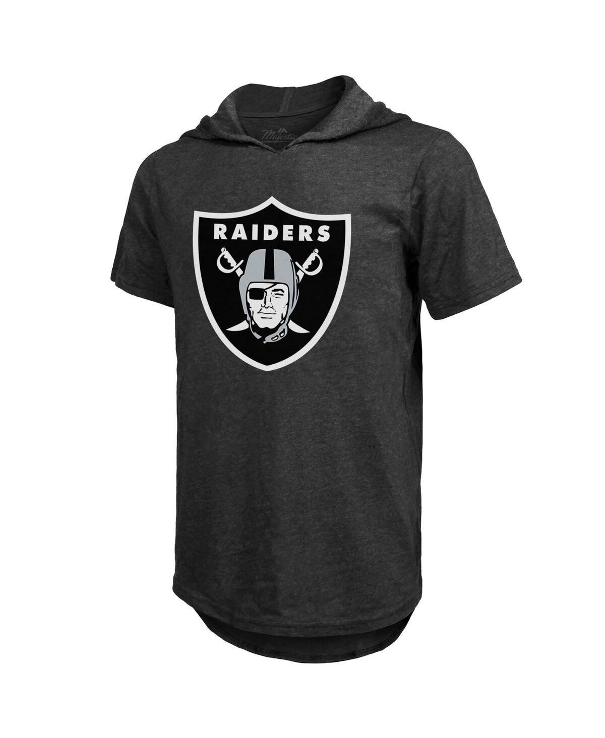Men's Majestic Threads Davante AdamsLas Vegas Raiders Player Name & Number Short Sleeve Hoodie T-shirt - Black