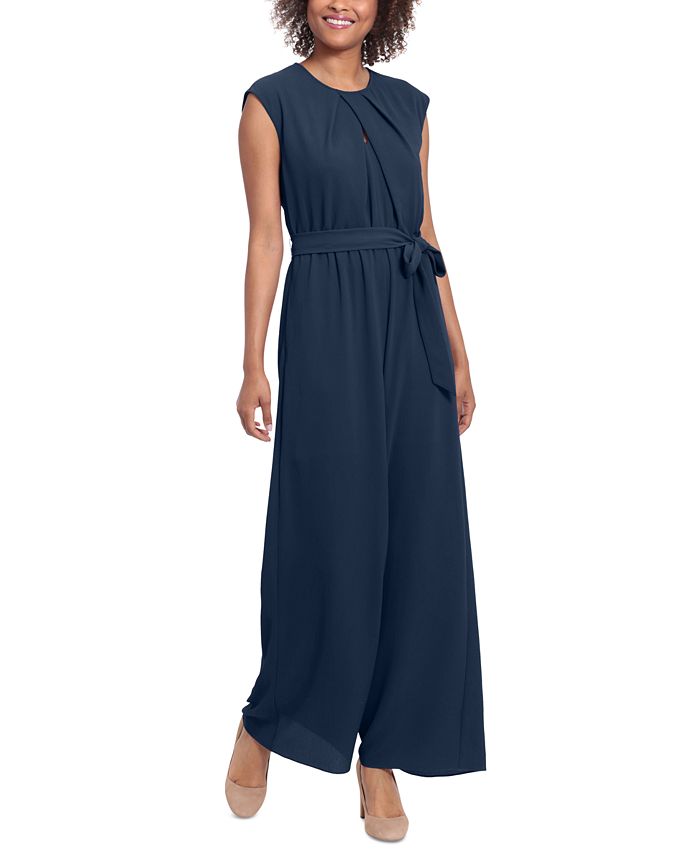 Macy's navy blue jumpsuit top