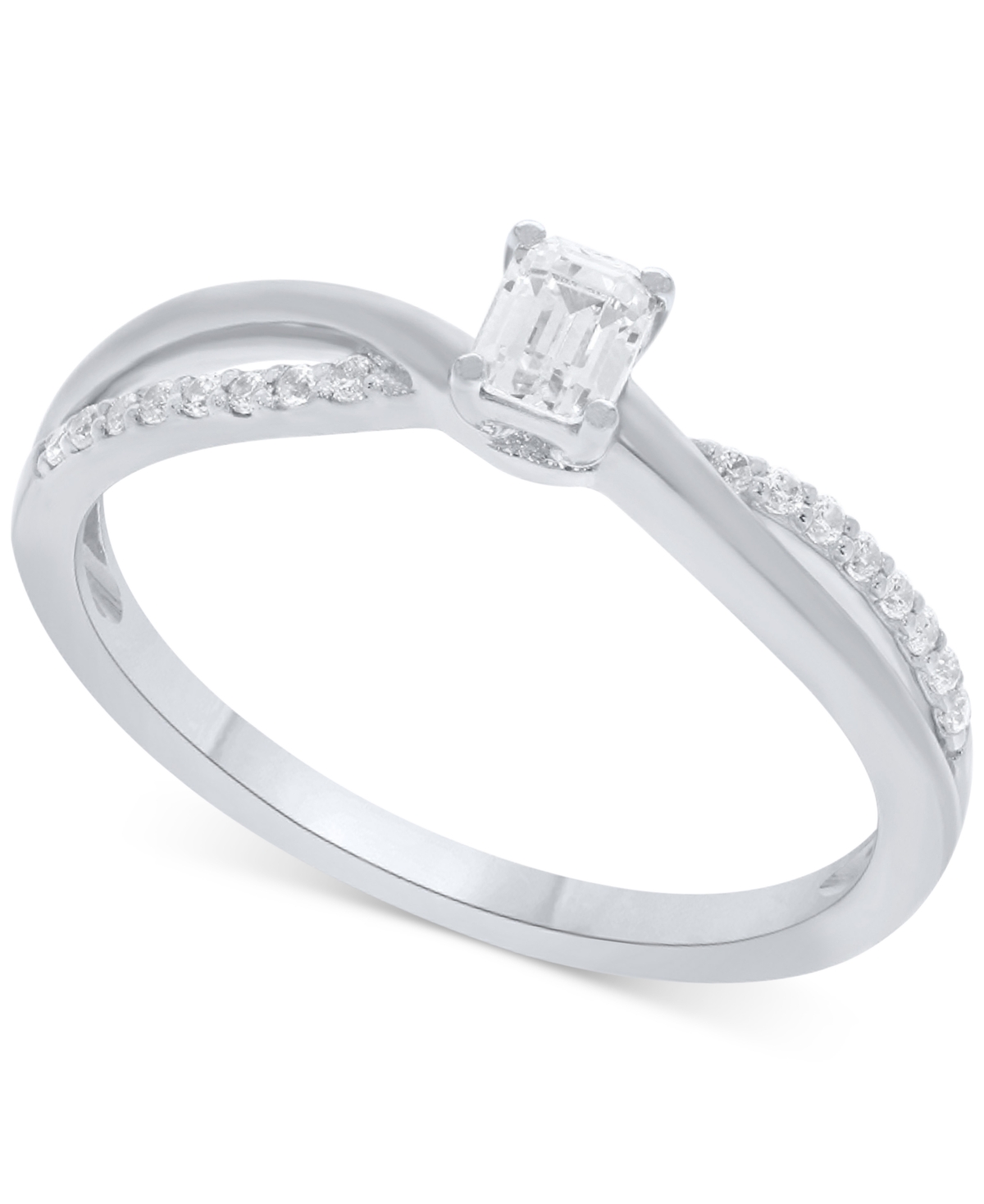 MACY'S DIAMOND EMERALD-CUT SWIRL SOLITAIRE ENGAGEMENT RING (1/4 CT. TW) IN 14K WHITE, YELLOW OR ROSE GOLD 