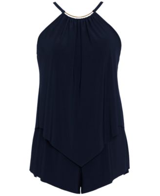 Women's Tummy Control Romper-Style One-Piece Swimsuit