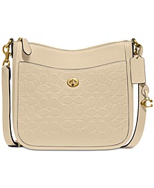 Embossed Signature Leather Chaise Crossbody