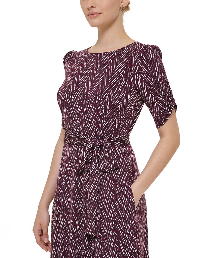 Jessica Howard Petite Printed RuchedSleeve Dress Macy's