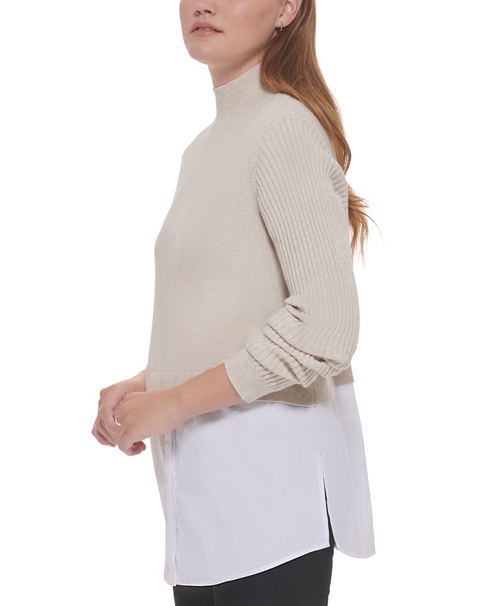 Calvin Klein Jeans Women's Mixed Media LongSleeve Sweater & Reviews