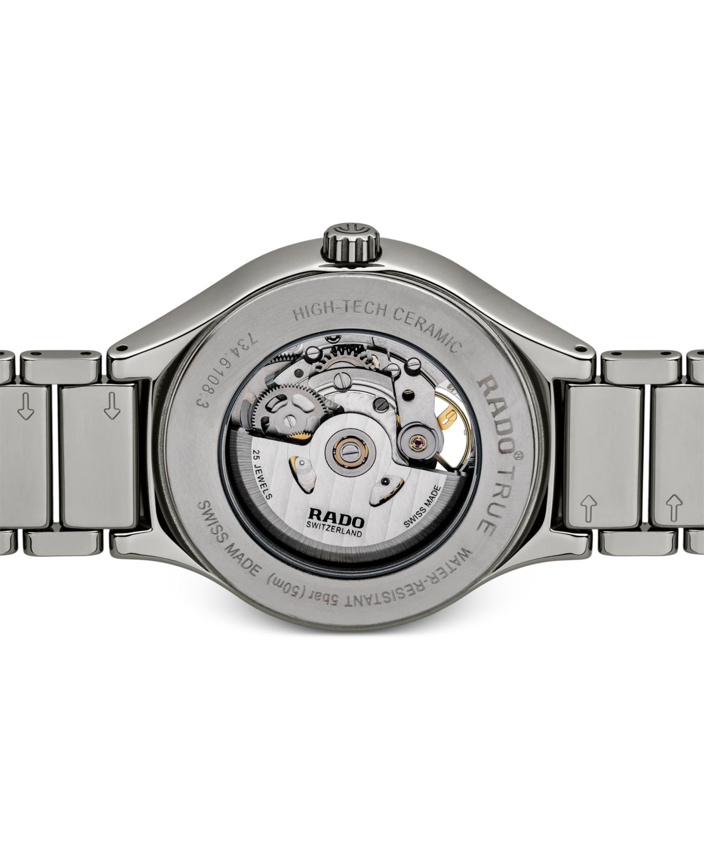 Часы Rado Unisex Swiss Automatic True Secret Diamond (1/8 ct. t.w.) Gray Ceramic Bracelet Watch 40mm — фото 2