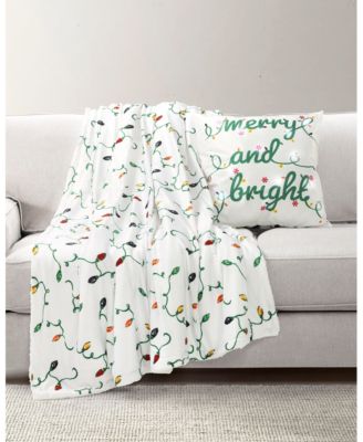 The Mountain Home Collection - Merry And Bright Lights Led Christmas Lights 2Pk Pillow & Throw