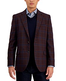 Men's Modern-Fit Plaid Herringbone Tweed Sport Coat 
