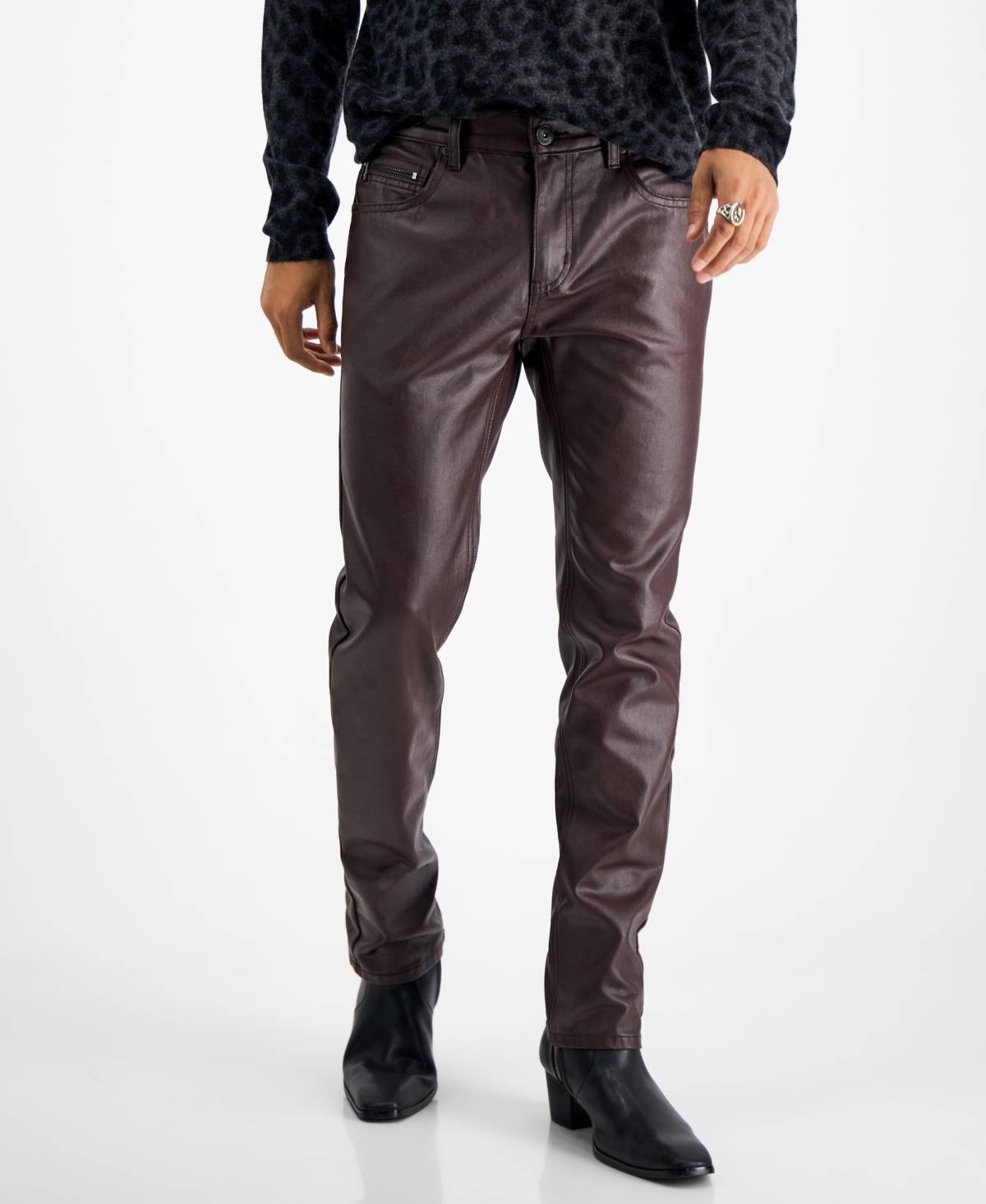 Inc International Concepts Men's Skinny Fit Pleather Pants, Created for Macy's