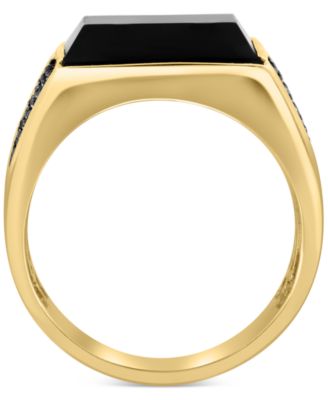 EFFY&reg; Men's Onyx & Diamond (3/4 ct. t.w.) Ring in 14k Gold
