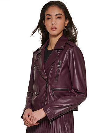 DKNY Women's Asymmetric Faux-Leather Moto Jacket - Macy's