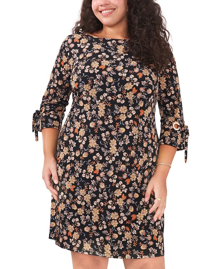 MSK Plus Size Floral-Print Jersey Shift Dress - Macy's