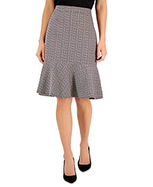 Women's Tweed A-Line Flounce-Hem Skirt