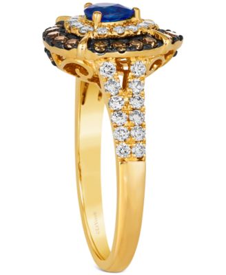 Blue Sapphire (1/3 ct. t.w.) & Diamond (3/4 ct. t.w.) Teardrop Halo Ring in 14k Gold