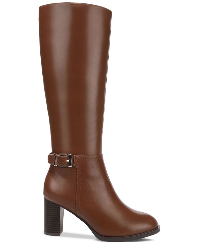 GIANI BERNINI Womens Brown Cushioned Lennoxx Round Toe Stacked Heel Zip-Up Heeled Boots M