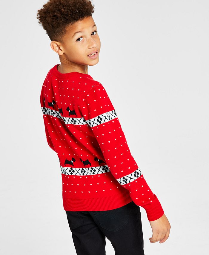 Charter Club Big Boys Walking Scottie Holiday Sweater, Created for Macy