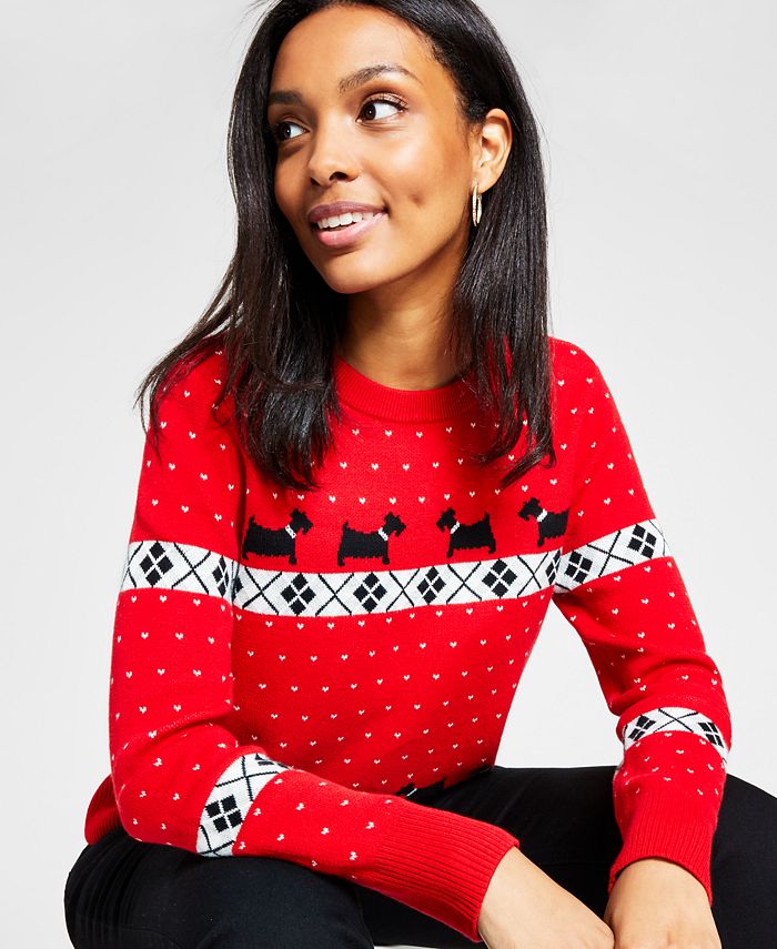 Charter Club Women's Walking Scottie Family Holiday Sweater, Created