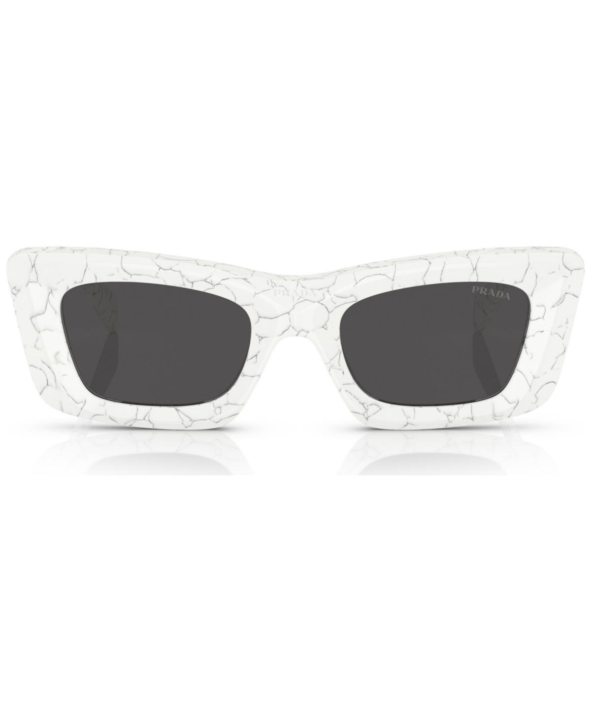 Prada Marble-print Rectangular-frame Sunglasses In White