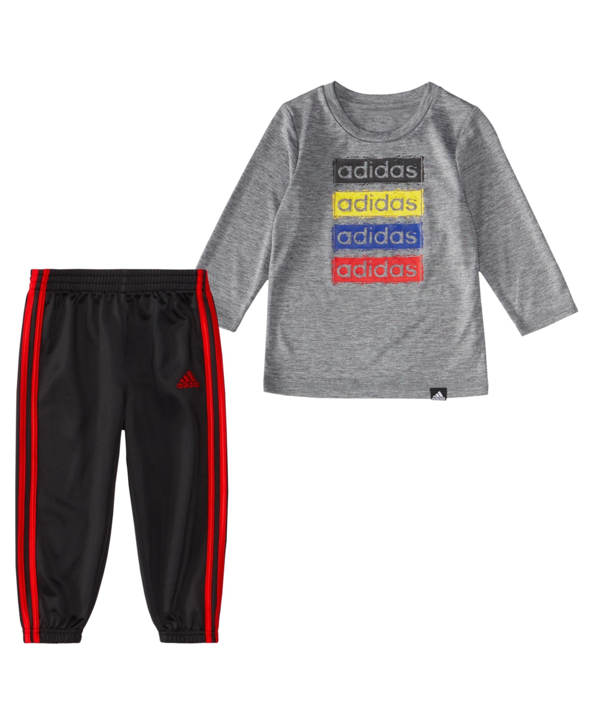 adidas Baby Boys Long Sleeve T-shirt and Joggers, 2 Piece Set