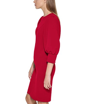 Calvin Klein Petite Jewel Neck Puff Sleeve Sheath Dress Macy s