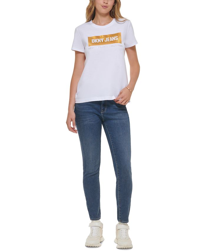DKNY Jeans Women's NewspaperLogo ShortSleeve TShirt & Reviews Tops