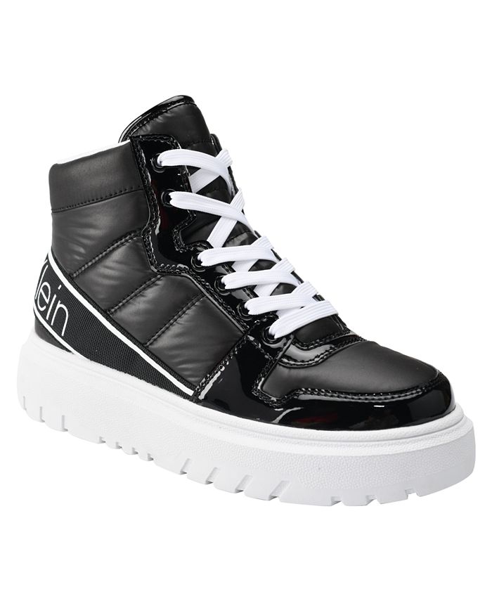 Calvin Klein Women's Denisse Logo LaceUp High Top Casual Puffy Nylon