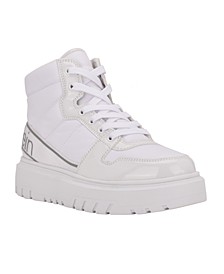 Women's Denisse Logo Lace-Up High Top Casual Puffy Nylon Platform Sneakers