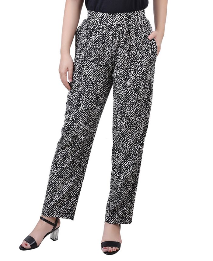 NY Collection Petite Printed Slim Pull On Pants - Macy's