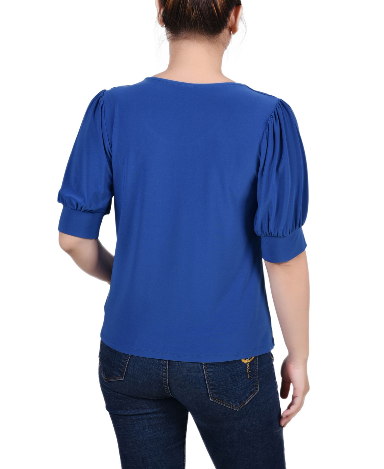 Petite Short Sleeve Balloon Sleeve Top