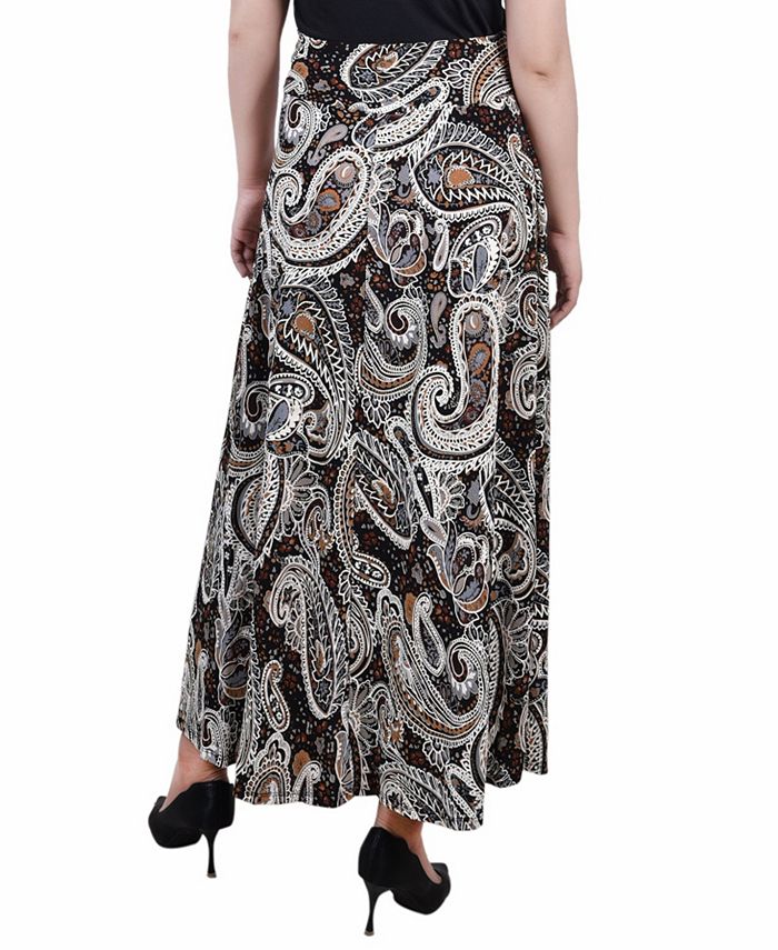 NY Collection Petite Printed Maxi Skirt with Sash Waist Tie - Macy's