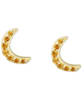 Macy's - Citrine (1/8 ct.tw.) Moon Earrings in 14k Yellow Gold