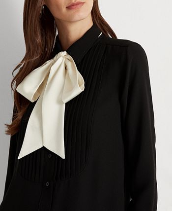 Lauren Ralph Lauren Women's Tie-Neck Georgette Shirtdress & Reviews ...
