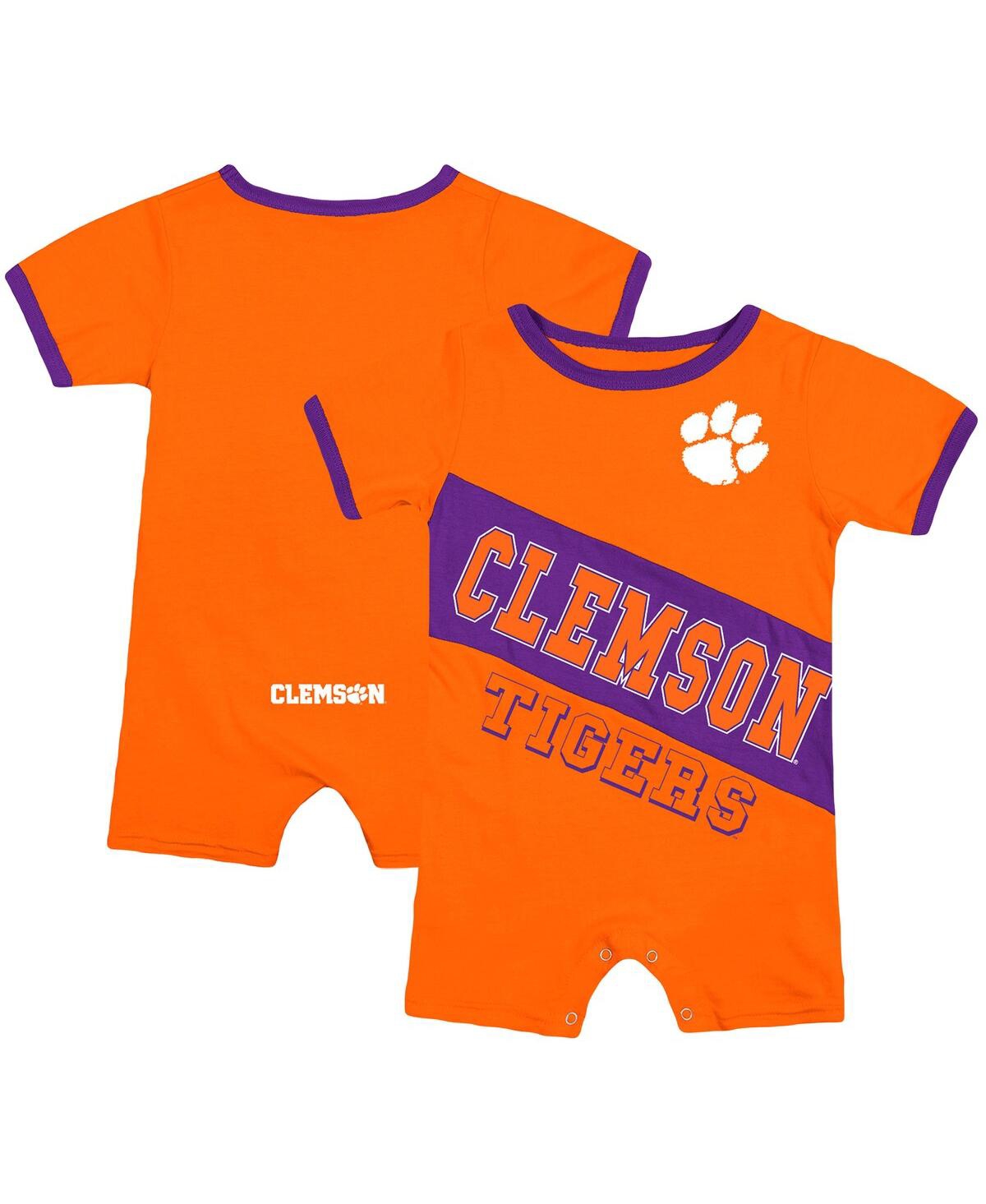 Colosseum Babies' Newborn And Infant Boys And Girls  Orange Clemson Tigers Teddy Romper