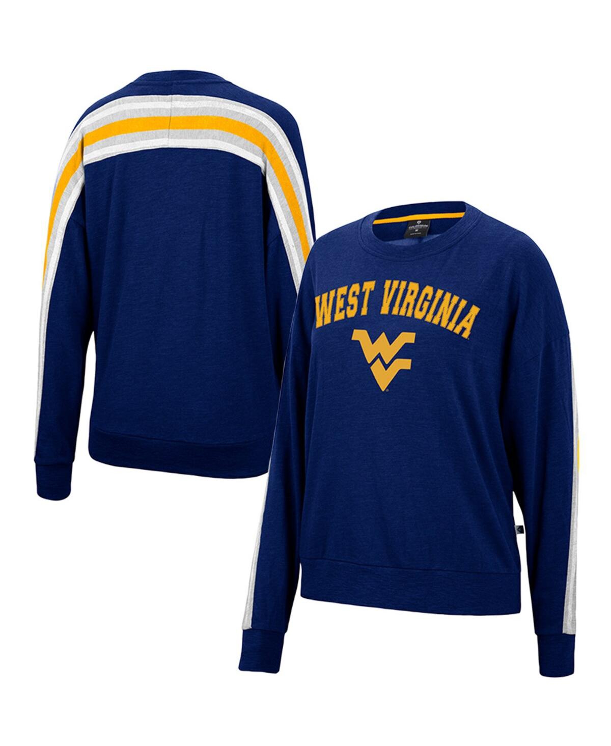 Women's Colosseum Heathered Navy West Virginia Mountaineers Team Oversized Pullover Sweatshirt - Heathered Navy