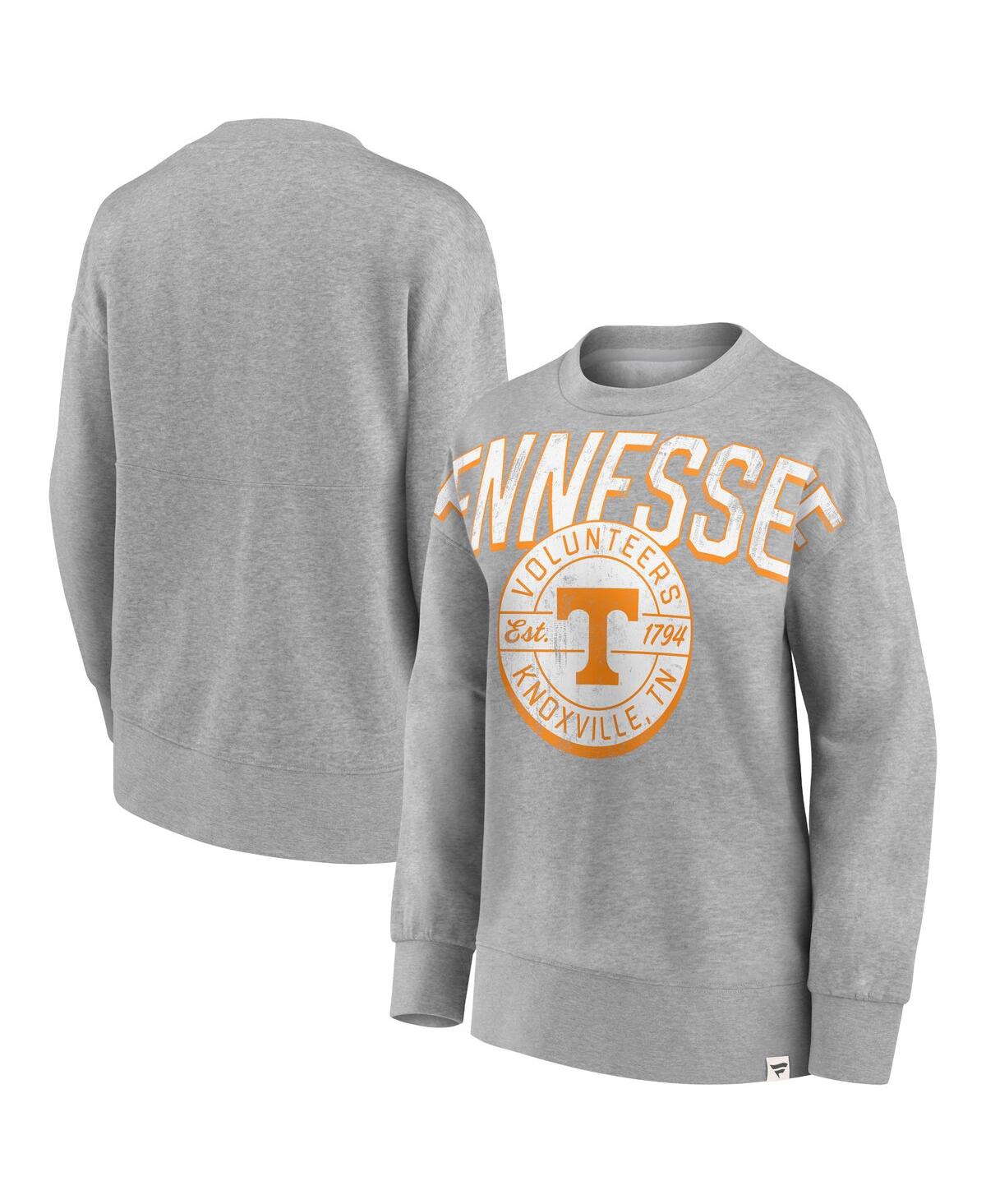 Shop Fanatics Women's  Heathered Gray Tennessee Volunteers Jump Distribution Pullover Sweatshirt