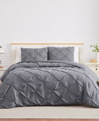 Pintuck 3 Piece Duvet Cover Set, Full/Queen