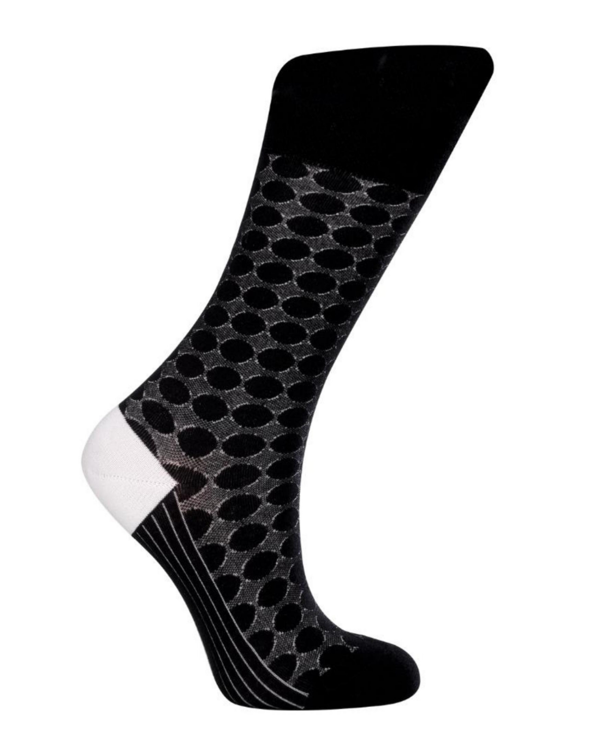 Women's Circles W-Cotton Dress Socks with Seamless Toe Design, Pack of 1 - Black