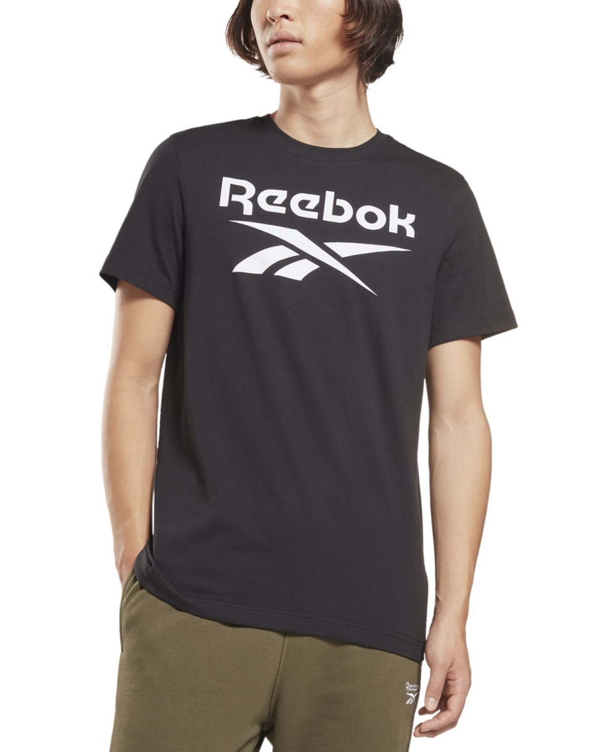 Reebok Men's Slim-fit Identity Big Logo Short-sleeve T-shirt In Black,white