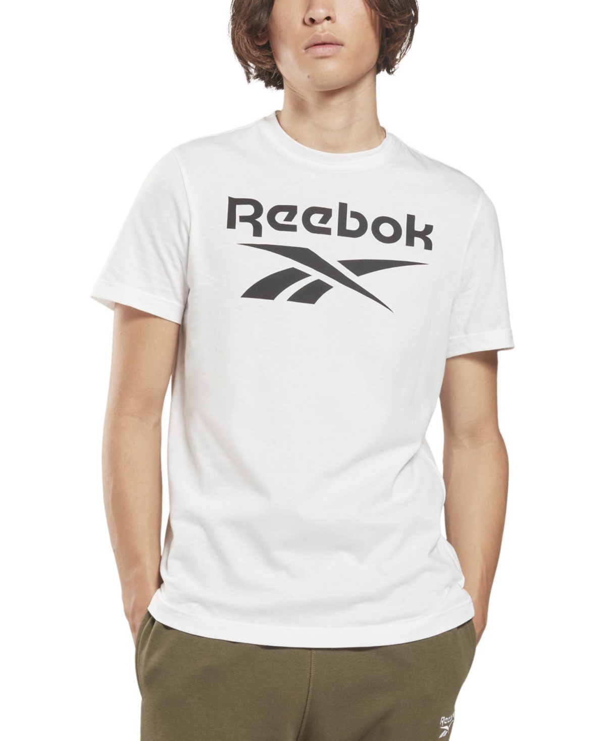 Reebok Men's Slim-fit Identity Big Logo Short-sleeve T-shirt In White,black
