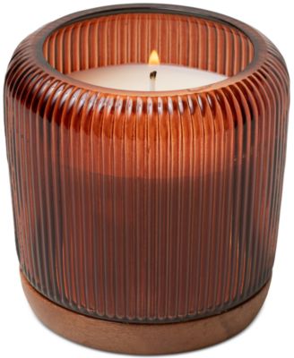 Paddywax - Firefly Gem Merlot Fluted Glass With Wooden Base Autumn Musk Candle, 10 oz.