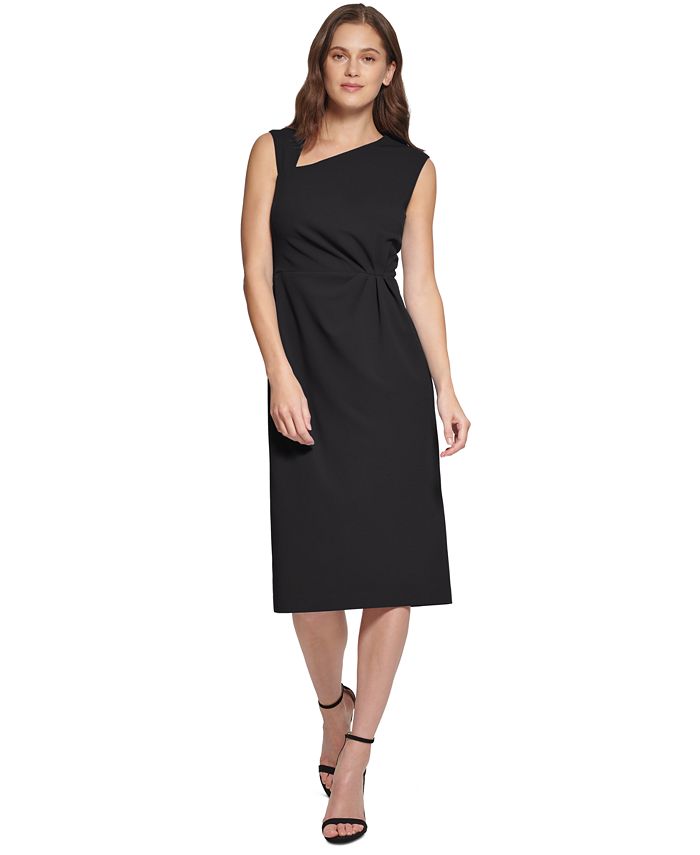 DKNY Asymmetrical Neck Ruched Midi Dress Macy s