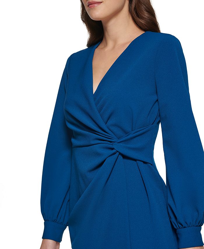 Women's DKNY Tie Sleeve V-Neck Faux Wrap Dress