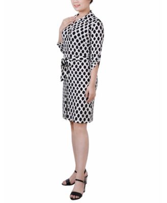 Petite 3/4-Sleeve Printed Shirt Dress