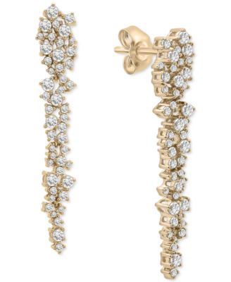 Wrapped in Love - Diamond Scatter Cluster Linear Drop Earrings (2 ct. t.w.) in 14k Gold