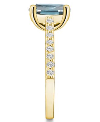 Aquamarine (2-1/2 ct. t.w.) and Diamond (1/4 ct. t.w.) Ring in 14K Yellow Gold