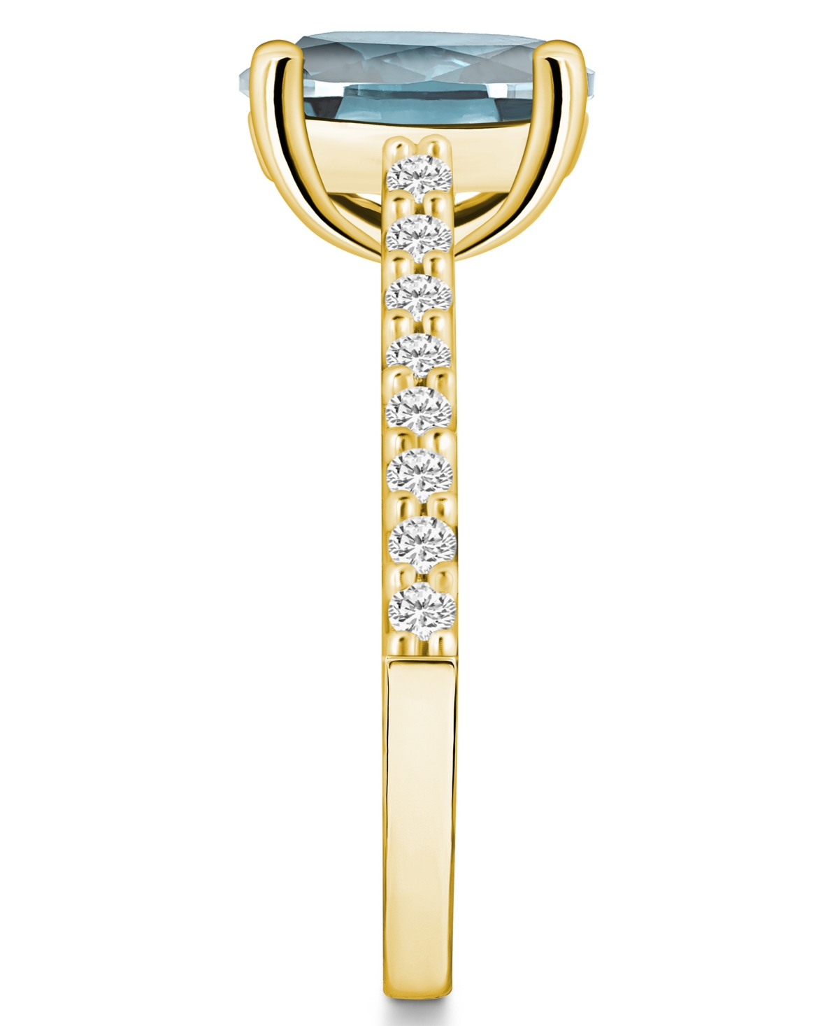 Macy's(2-1/2 ct. t.w.) and Diamond (1/4 ct. t.w.) Ring in 14K Yellow Gold - Aquamarine